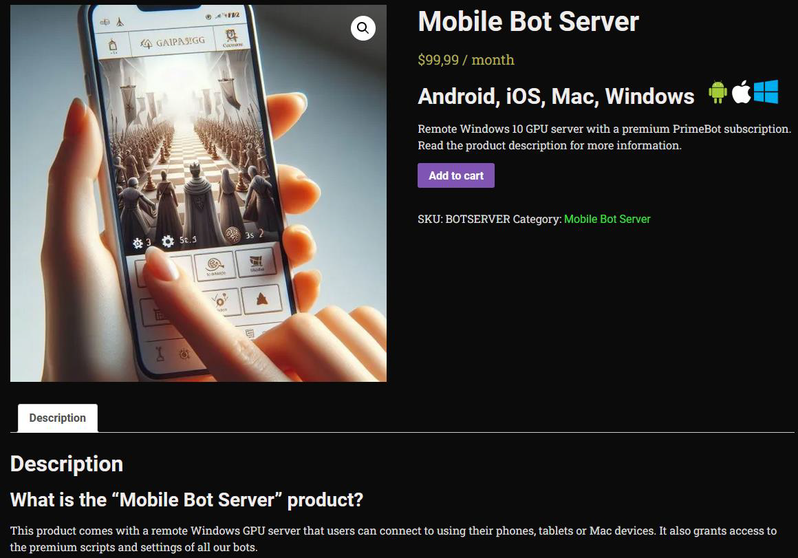 Mobile bot server